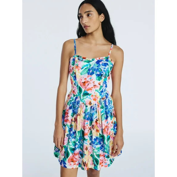 Free Assembly Women's Cotton Corset Mini Dress, Sizes XS-XXL | Walmart (US)