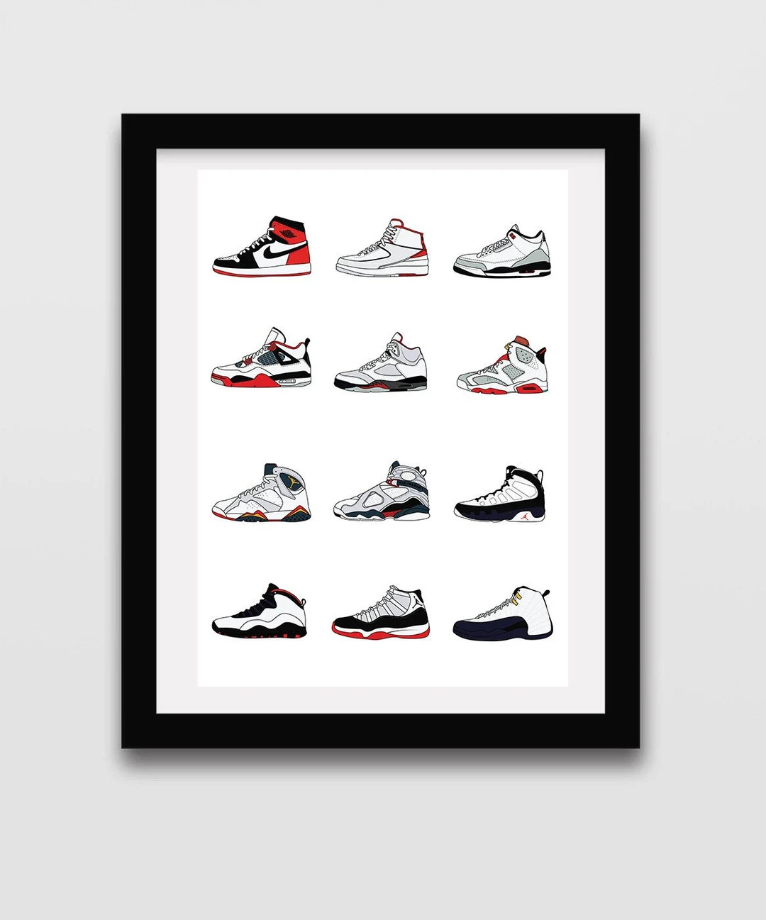 Air Jordan Sneakers 1 - 12 PRINT | Etsy (US)