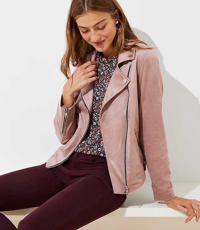Faux Suede Motorcycle Jacket | LOFT