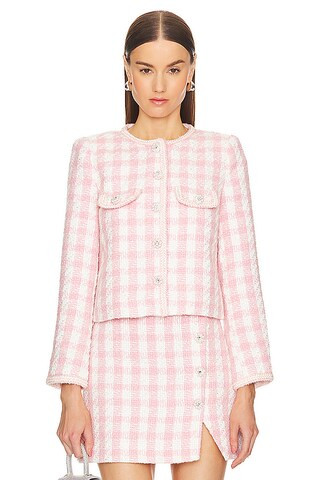 self-portrait Boucle Jacket in Pink from Revolve.com | Revolve Clothing (Global)