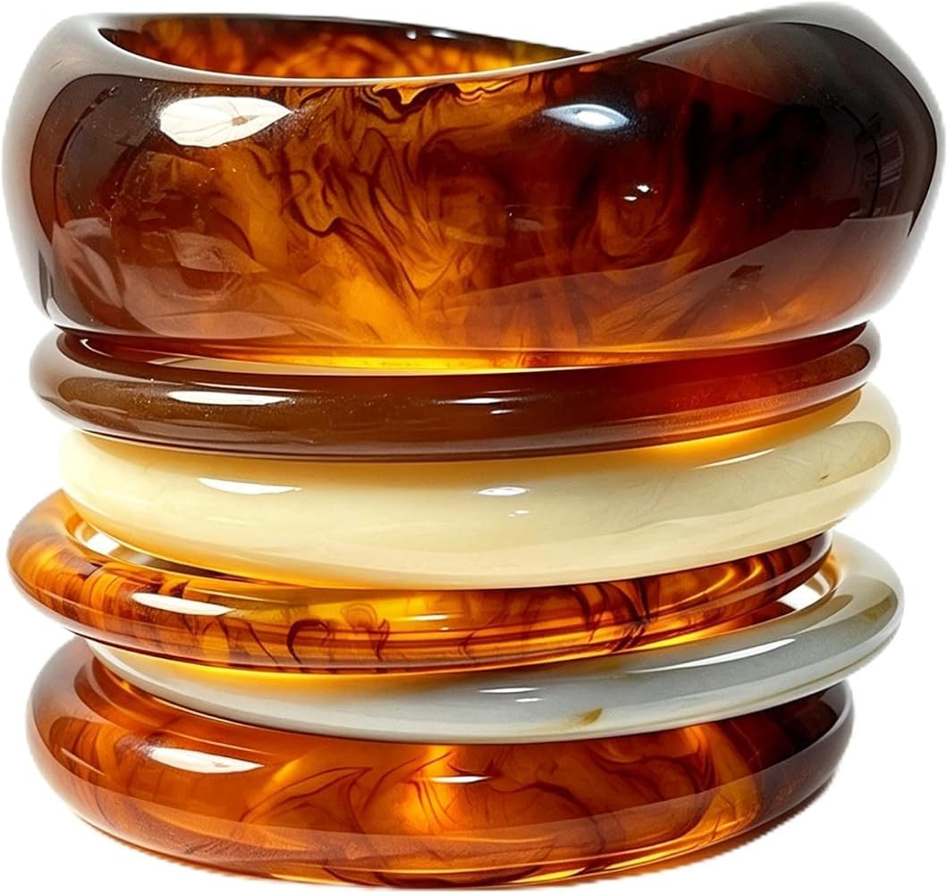 Chunky Resin Acrylic Bangle Bracelets for Women | Amazon (US)