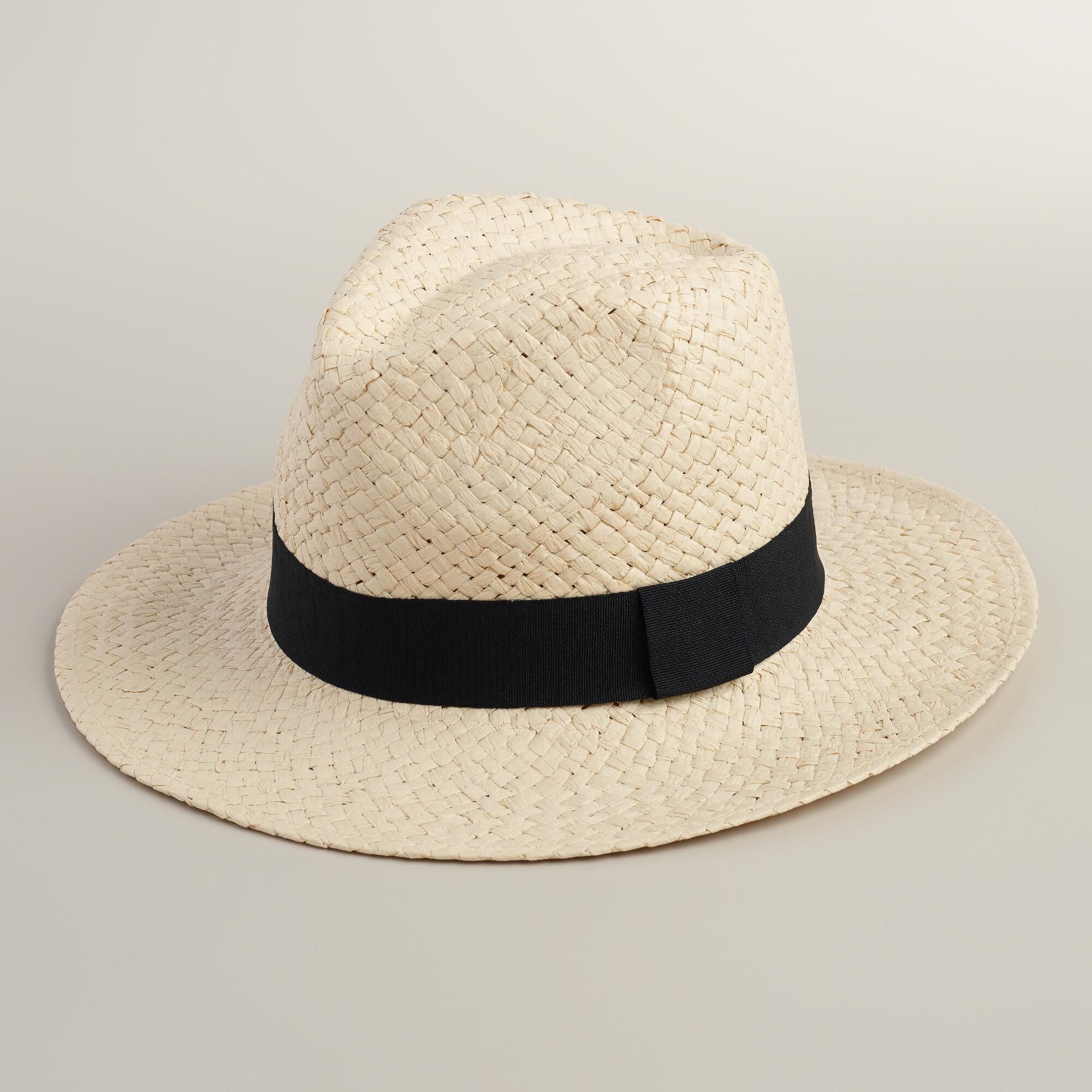 Natural Panama Hat with Black Band | World Market