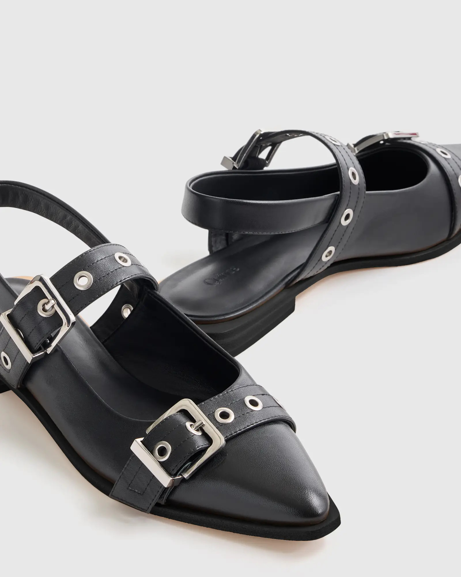 Italian Leather Bold Buckle Slingback Flat | Quince