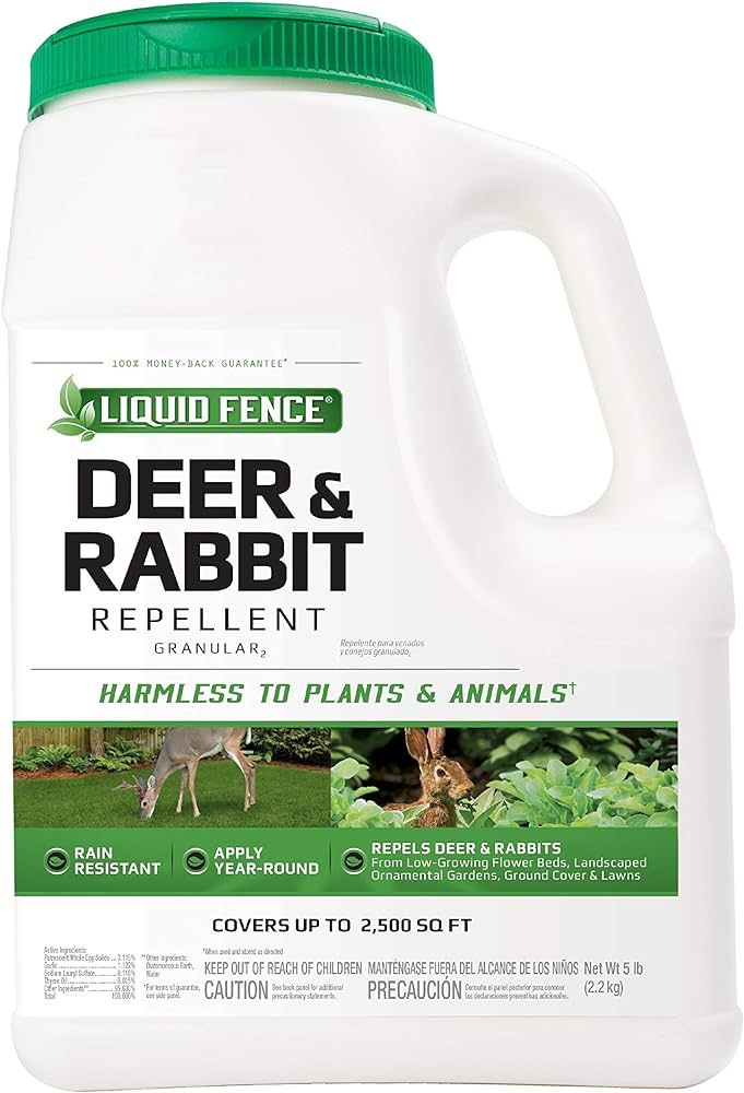 Liquid Fence Deer & Rabbit Repellent Granular, White, 5LB | Amazon (US)