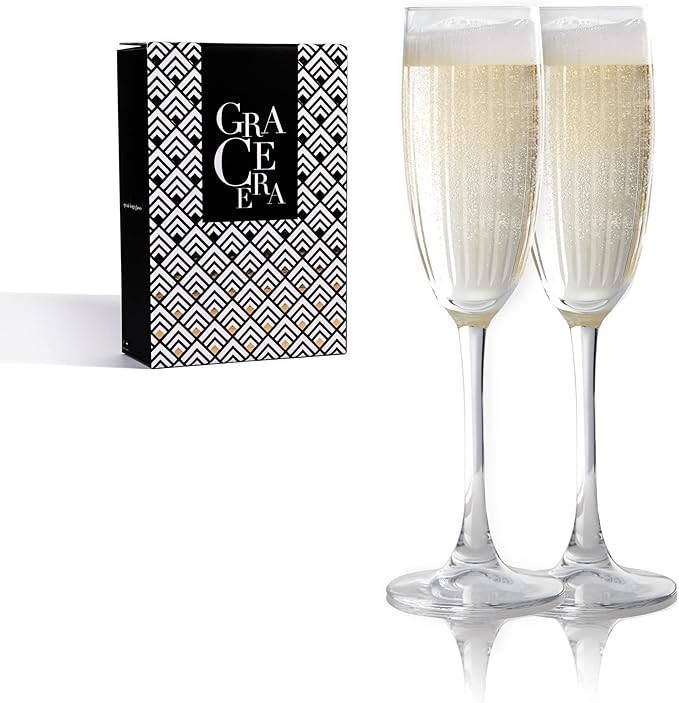 Champagne Flutes Zelda Collection Champagne Glasses Set of 2 – 5.7 Ounce Capacity – Exquisite... | Amazon (US)