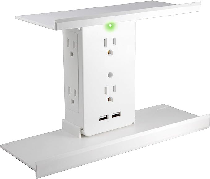 Sharper Image Socket Shelf Deluxe 8 Port Surge Protector Wall Outlet, 6 Electrical Outlet Extende... | Amazon (US)