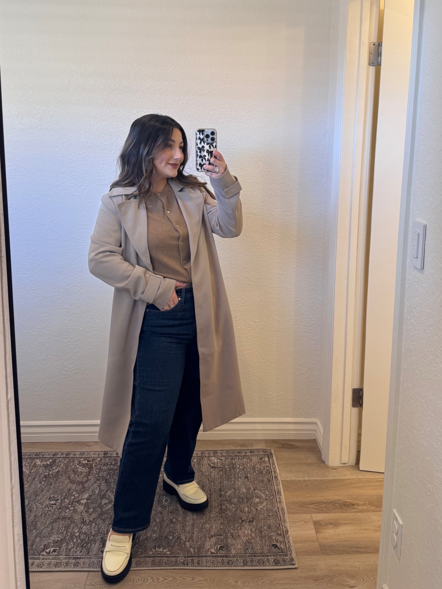 Fall layering done right with timeless pieces from @onequince !! 
I’m wearing:

-Stretch Crepe Trench Coat (size small) – wrinkle-resistant and polished and perfect if you’re petite!
-Bella Stretch Straight Jean (size 28, 26” inseam) – soft, flattering, and ankle-length
-Mongolian Cashmere Cardigan (size XS) – lightweight and perfect for layering (not itchy!)
-Italian Leather Lug Sole Loafers – classic with a modern edge
-Handwoven Leather Mini Shoulder Bag in taupe – versatile and beautifully crafted! I own in almost every color!!

Each piece is sustainably made, elevated, and designed to last. #QuincePartner

#LTKSeasonal #LTKPetite #LTKFindsUnder50