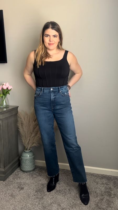 These jeans are amazing if you are an apple shape. Some of my favorite good American jeans! These fit so well! I’m in a size 12 and I’m 5’7. Currently 30% off
Midsize, jeans, curvy 

#LTKsalealert #LTKcurves #LTKFind
