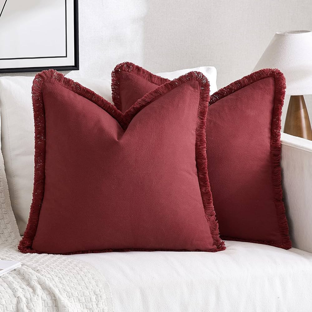 MIULEE Christmas Burgundy Red Pillow Covers 24x24 Inch Set of 2 Decorative Throw Pillow Covers wi... | Amazon (US)