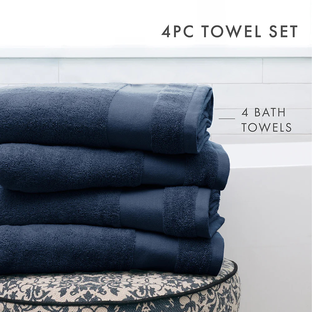 Ultra Soft 100% Cotton 4-Piece Bath Towel Set | Linens & Hutch | Linens and Hutch