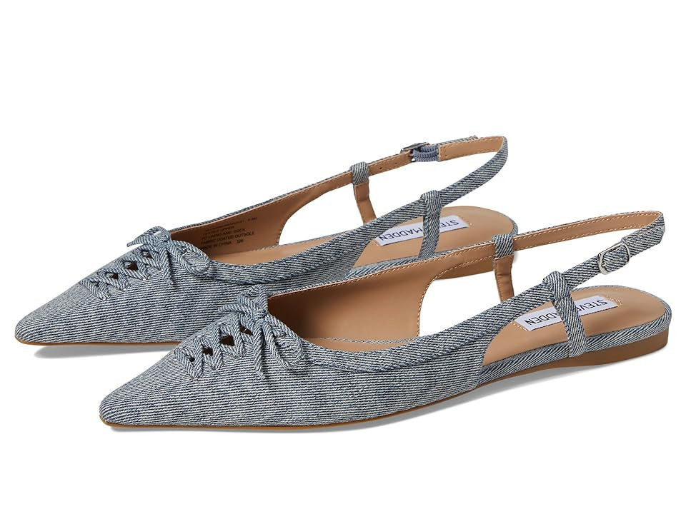 Steve Madden Reyanne Women's Flat Shoes Denim : 8.5 M, Leather | Zappos