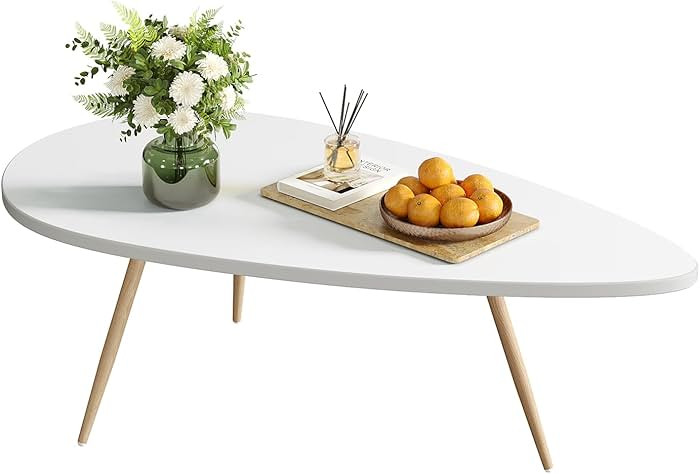 SAYGOER Modern Coffee Table White Oval Coffee Tables for Living Room Simple Center Table for Smal... | Amazon (US)
