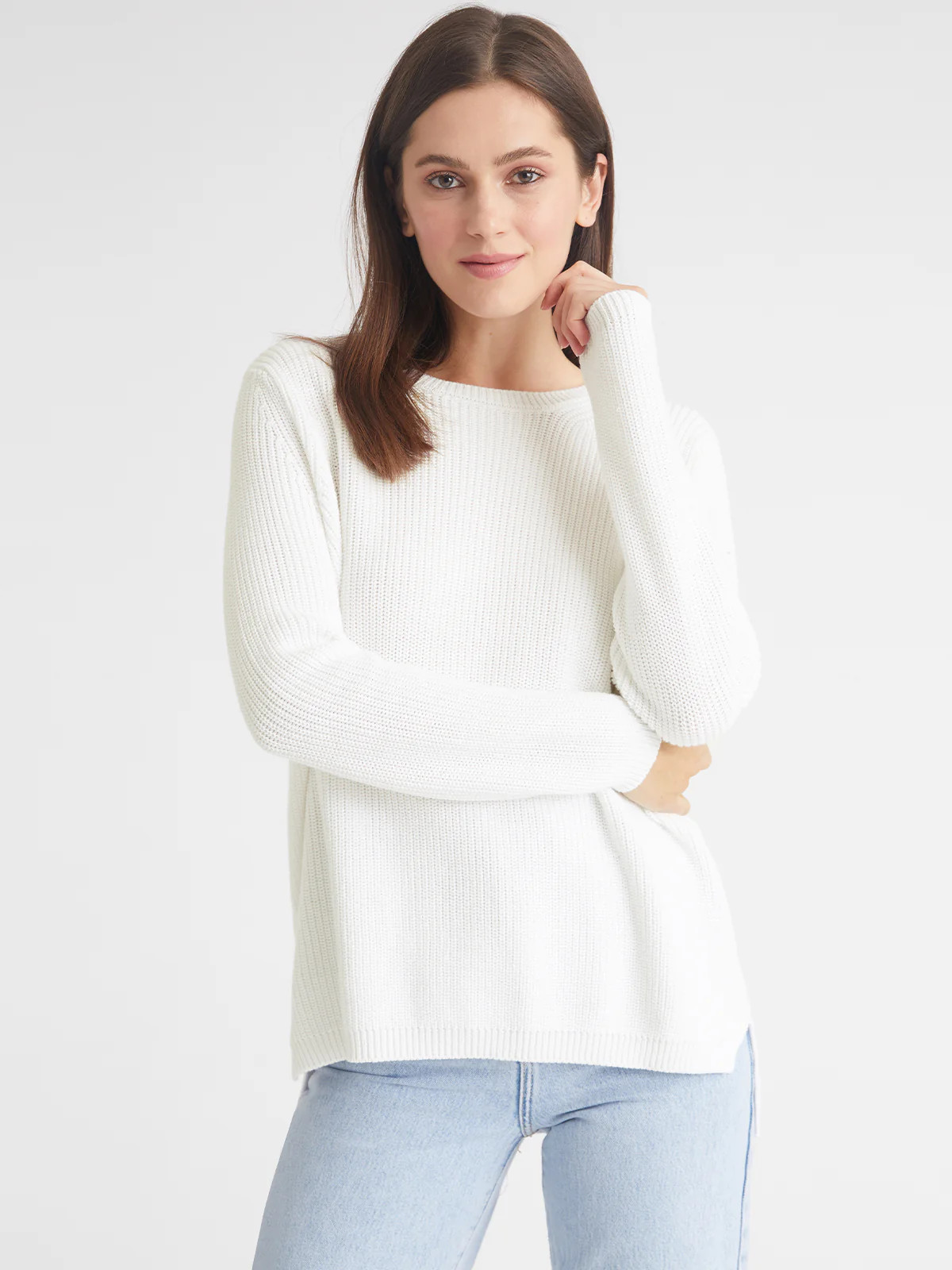 Emma: Crewneck Shaker Stitch Sweater | 525 America