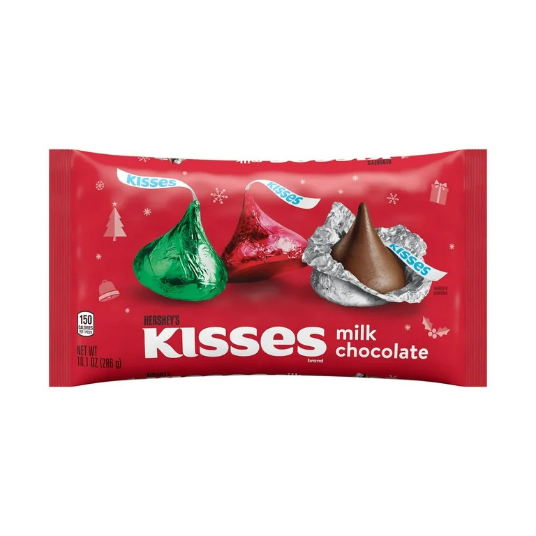 Hershey's Kisses Milk Chocolate Christmas Holiday Candy, Bag 10.1 oz | Walmart (US)