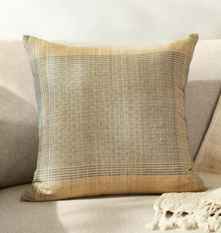 Plaid Handspun Raw Silk Pillow Cover | Rejuvenation