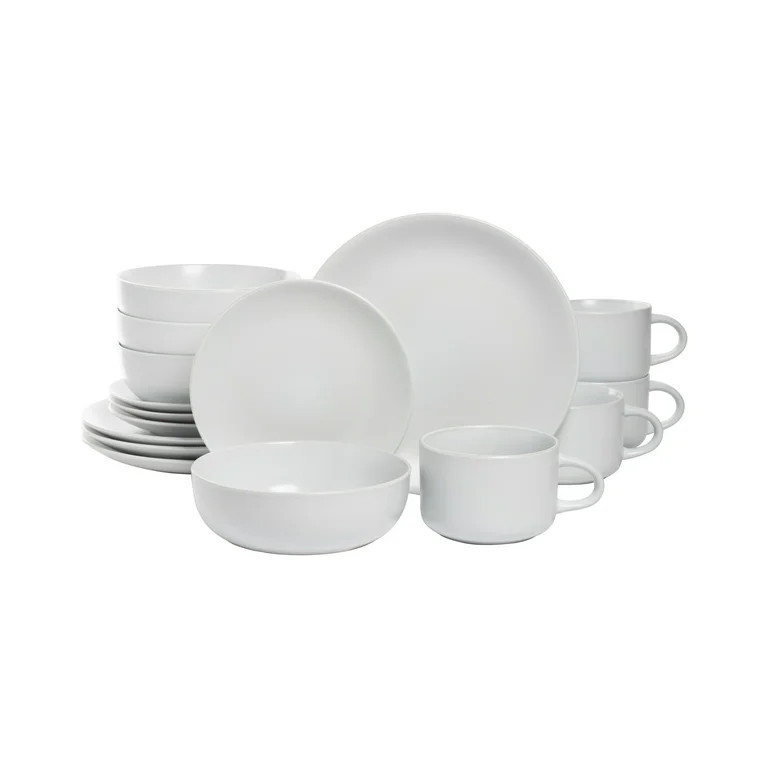 10 Strawberry Street Wazee Matte 16 Pc Coupe Dinnerware Set, White | Walmart (US)
