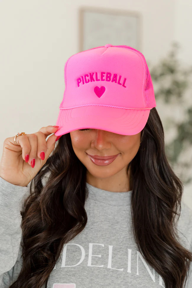 Pickleballer Neon Pink Trucker Hat | Pink Lily