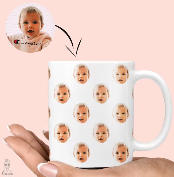 Gift for Father's day -Custom Baby face mug  (Up to 3 Faces) Custom child face mug Personalized p... | Etsy (US)