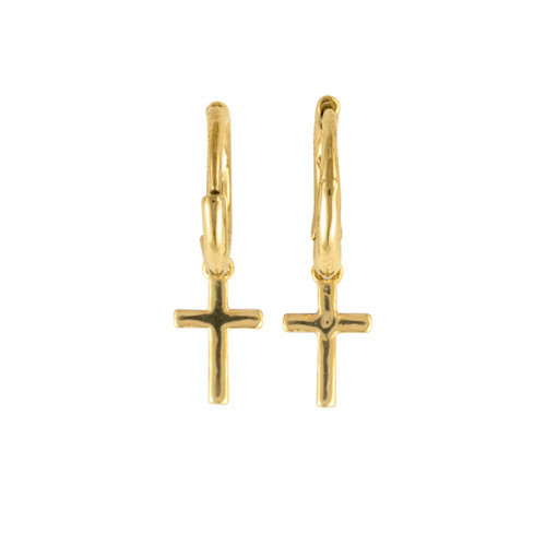 Dainty Gold Cross Huggie | DEMDACO