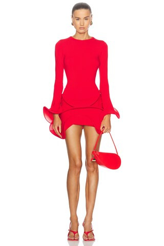 Sid Neigum Wave Sleeve Top in Red | FWRD | FWRD 