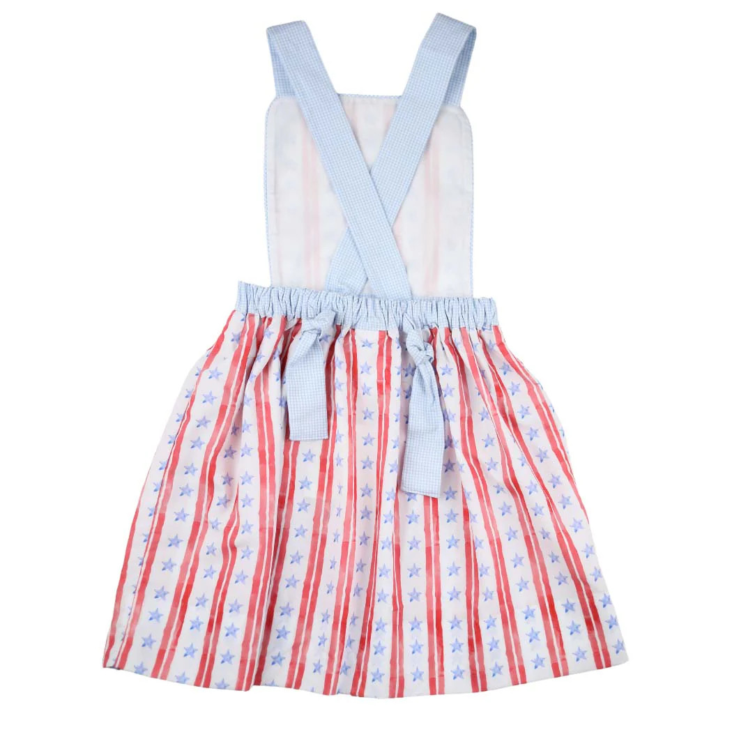 Girls Patriotic Stars Open Back Dress | The Bella Bean