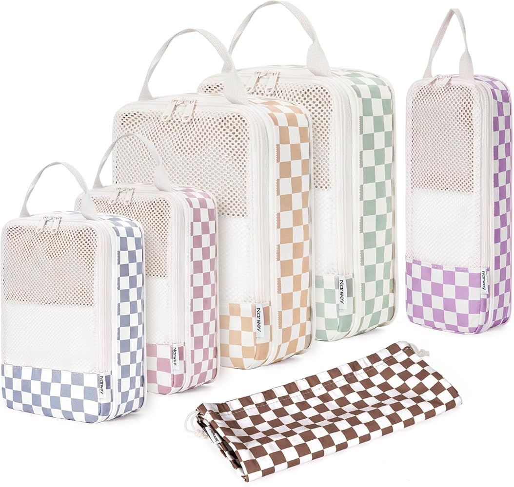 Narwey 6 Set Compression Packing Cubes for Travel Kids Women Carry on, Packing Organizers Bag for... | Amazon (US)