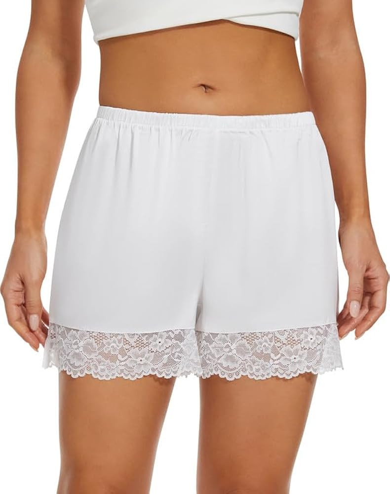 MANCYFIT Culottes for Women Pettipants Slips Satin Bloomers Under Shorts for Dresses Lace Hem 4" ... | Amazon (US)