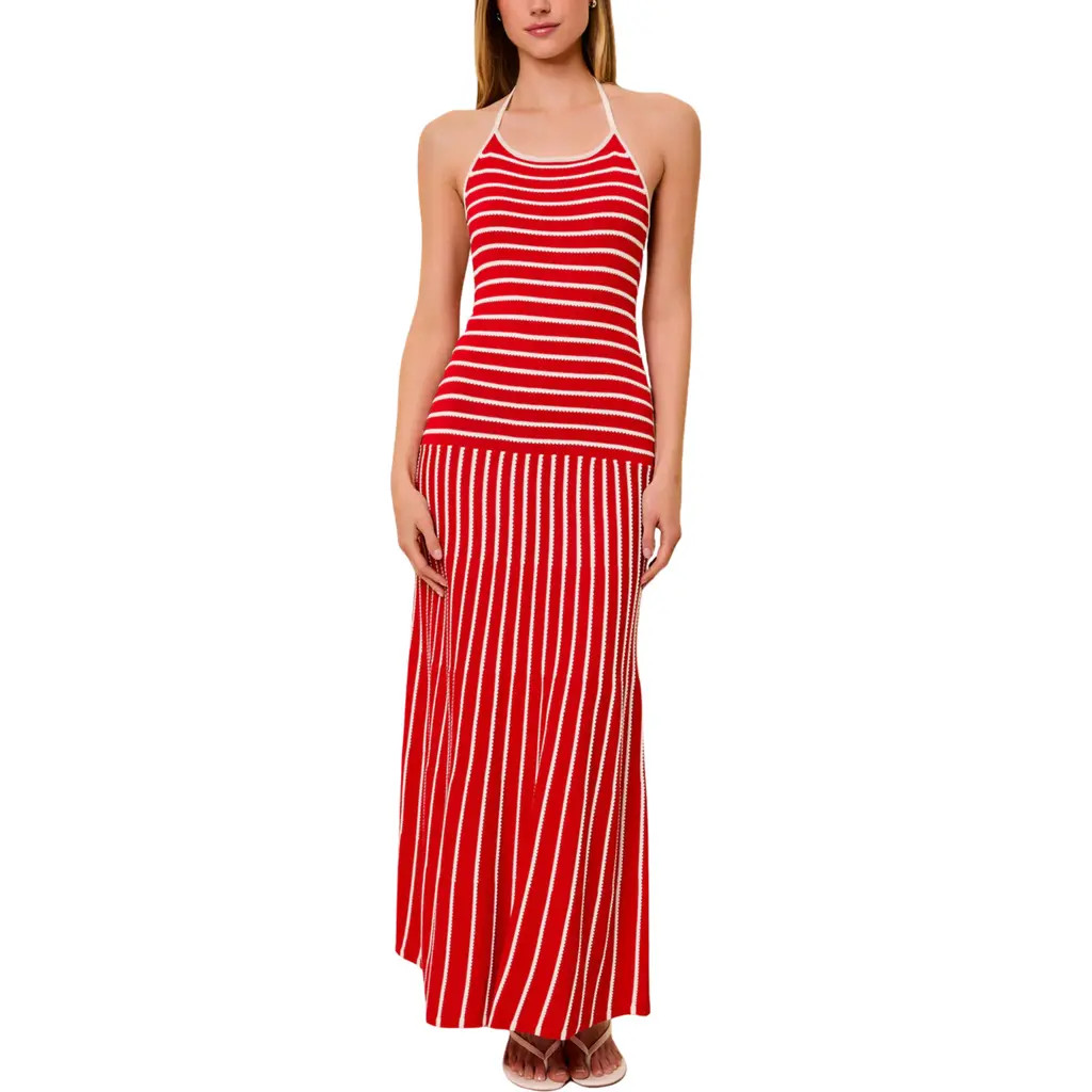 Solid & Striped The Lottie Stripe Sleeveless Knit Maxi Dress in Lipstick Red at Nordstrom, Size Small | Nordstrom