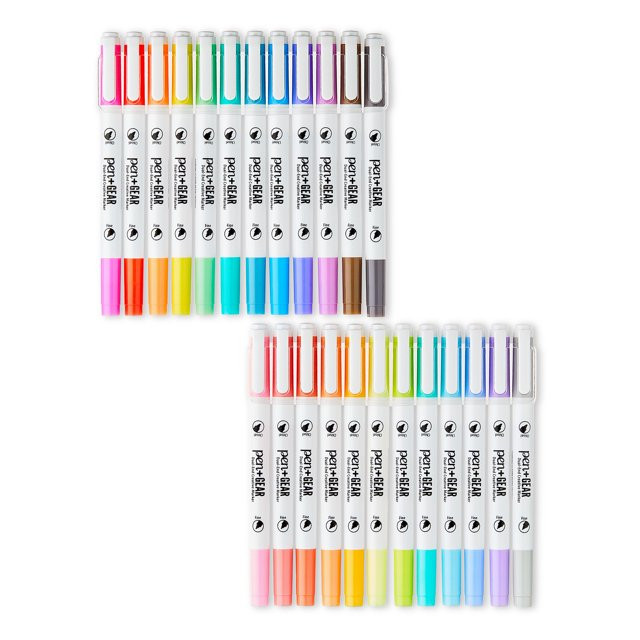 Pen+Gear Dual-Tip Markers, Fine & Chisel Tips, Assorted Colors, 24 Count | Walmart (US)