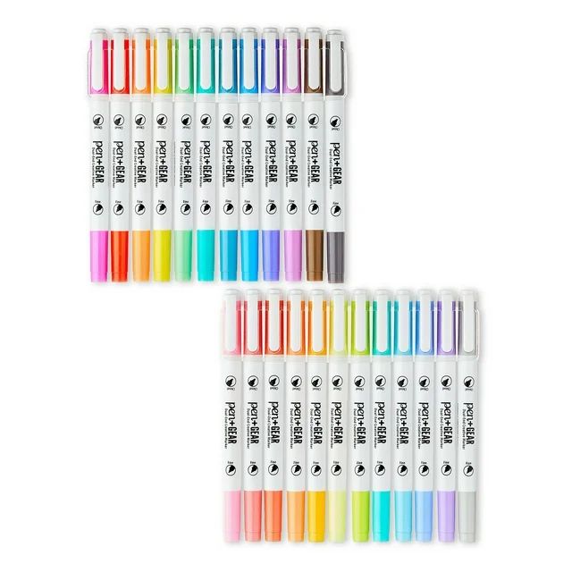 Pen+Gear Dual-Tip Markers, Fine & Chisel Tips, Assorted Colors, 24 Count | Walmart (US)