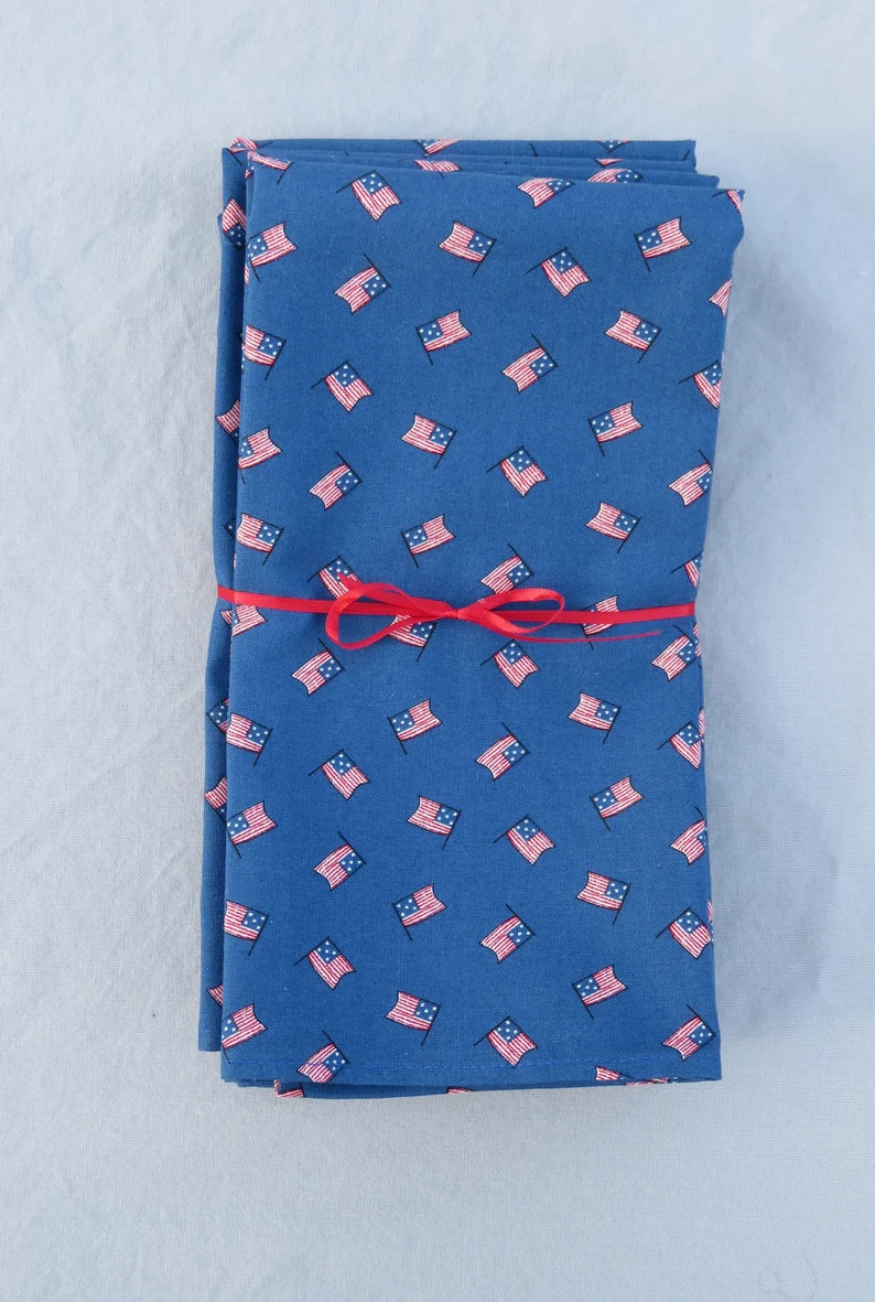 American Flags on Blue Set of 6 100% Cotton Napkins - Etsy | Etsy (Global)