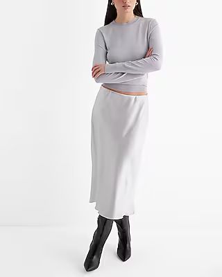 High Waisted Satin Midi Skirt | Express