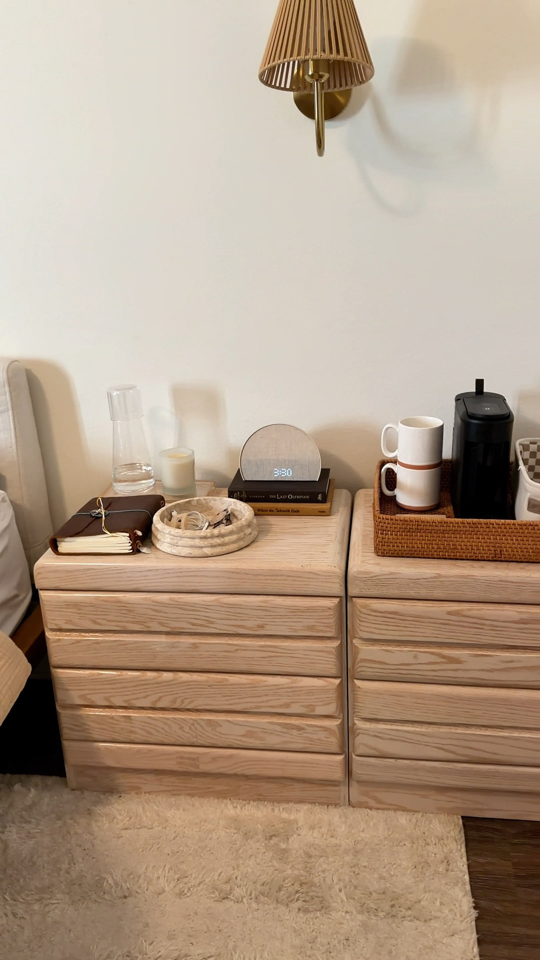 I found the sweetest vintage nightstand and gave my whole bedside setup a mini upgrade. It’s amazing how much cozier a space feels with a few intentional essentials: a bedside carafe (because midnight water tastes better, prove me wrong), a tiny coffee station for slow mornings, and a couple of catch-all trays to keep the chaos at bay.
Linked below: my nightstand staples + similar vintage finds. 

#LTKHome #LTKmorningroutine