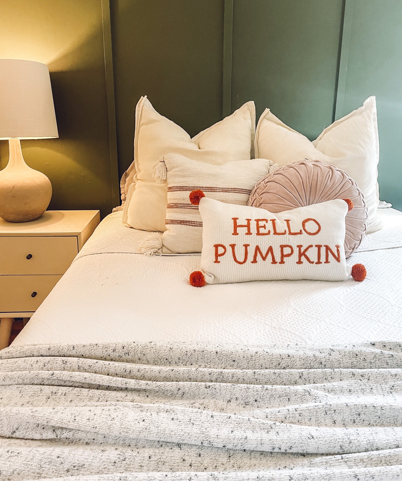 Halloween + Fall Bedding. Hello Pumpkin pillow. 

#LTKHalloween #LTKSeasonal #LTKhome