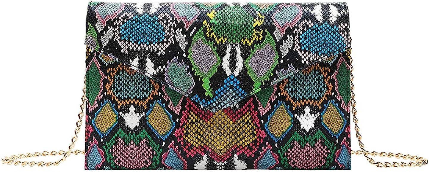 JOBEDE Snakeskin Envelope Clutch Handbag Evening Party Prom Chain Bag Women Shoulder Crossbody Ba... | Amazon (US)