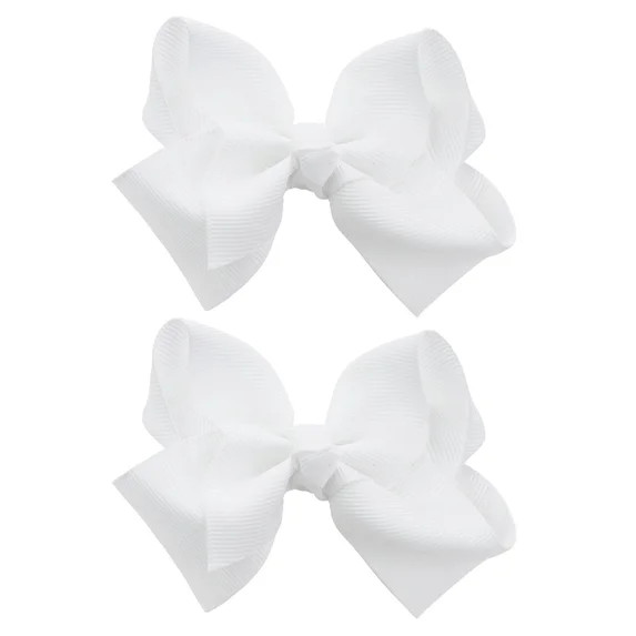 NYFASHION101 Toddlers' Girls' Smooth Grosgrain Ribbon Bow Alligator Clip, White | Walmart (US)