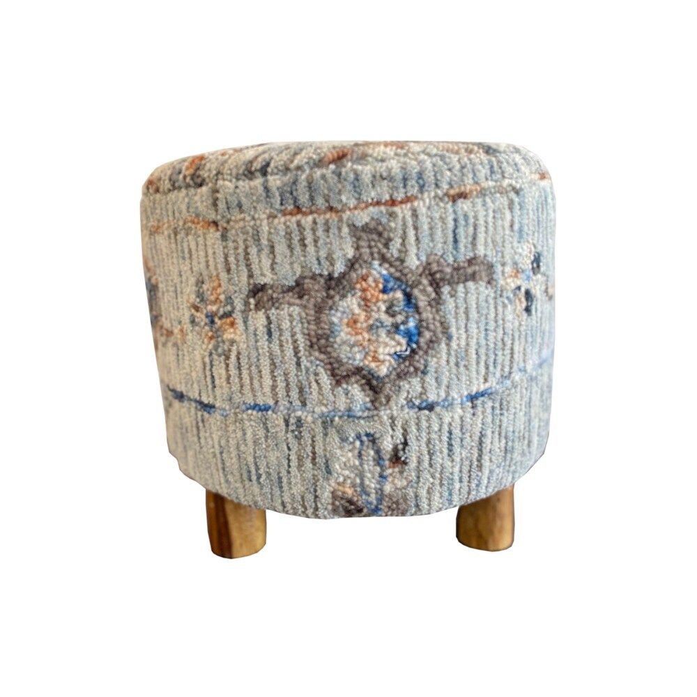 Decor Maisonette Isla Stool, Blue-Green (16"x16"x16") (Handmade - Green/Beige/Grey - Pattern - Foot  | Bed Bath & Beyond