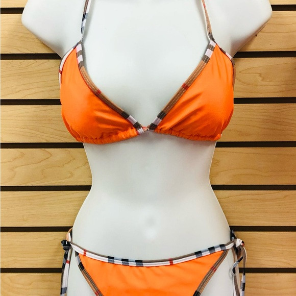 Burberry Orange Bikini with Plaid Accents | Poshmark