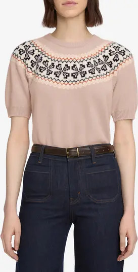 FRAME The Fair Isle Short Sleeve Cashmere Sweater | Nordstrom | Nordstrom