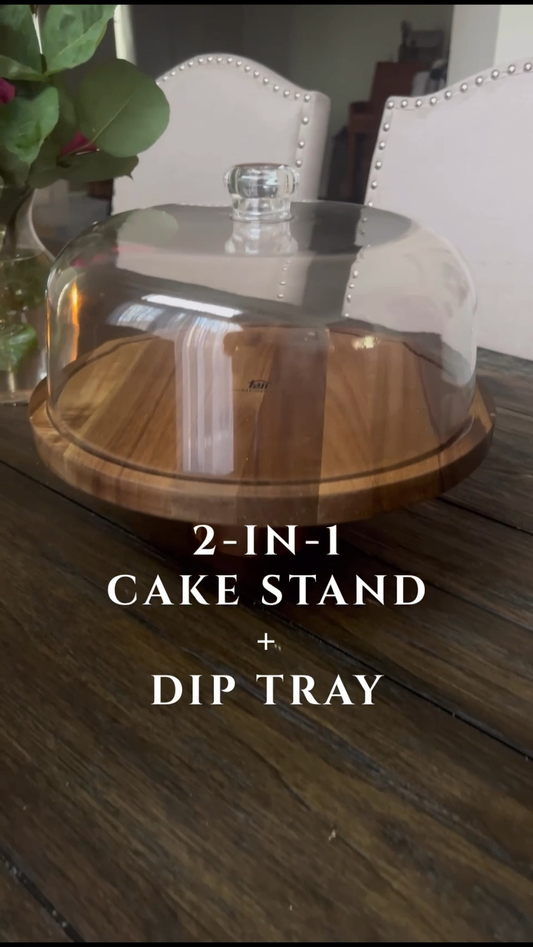 My favorite find a lately! A 2-in-1 item perfect for parties! I’m going to use this all the time. #cakestand #2in1 #diptray #tray 