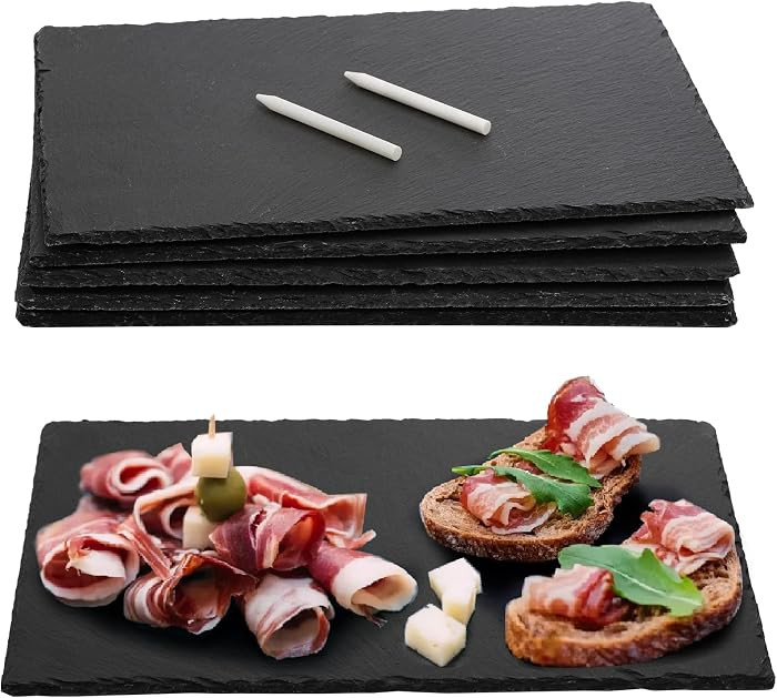 Hacaroa 6 Pieces Slate Cheese Board, 12" x 8" Black Charcuterie Boards Natural Slate Stone Plate ... | Amazon (US)