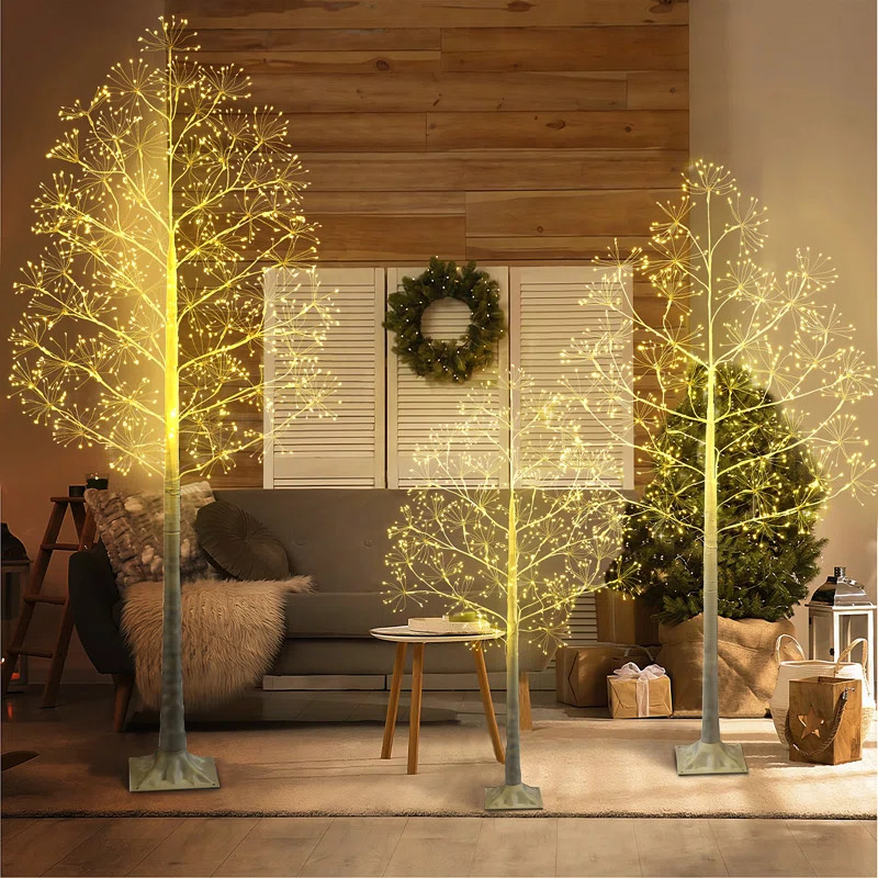 Lighted Birch Tree, Pack of 3, 4FT&5FT&6FT Birch Tree Lights, Christmas Decor, Timer, Warm White | Wayfair North America