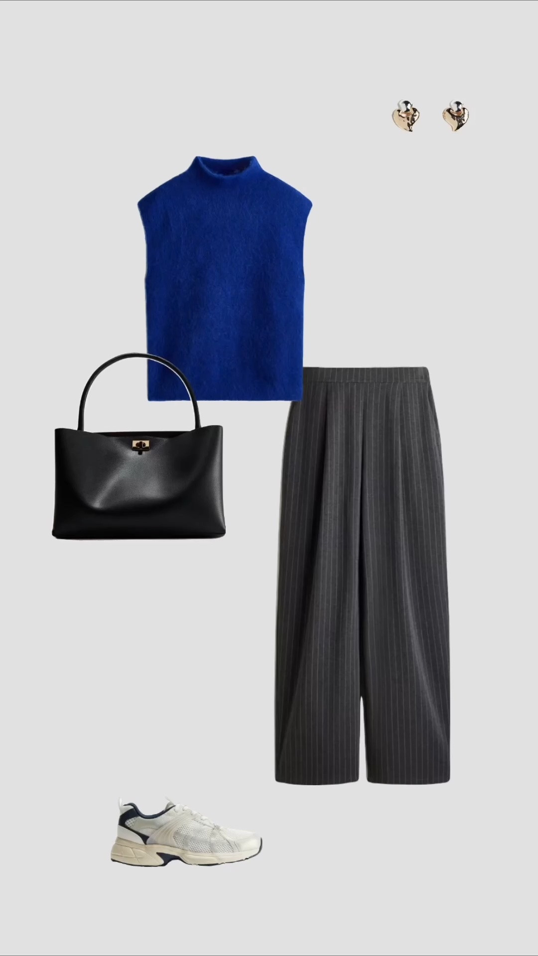 Colbat Blue High Neck Knit Jumper, High Waisted Grey Pinstripe Trousers & Chunky White Trainers Smart Casual Work Outfit 💼

• black tote bag interview outfits womens uk office outfit business casual formulas college outfits uni outfit university outfit autumn outfits fall outfit ideas •

#LTKuk #LTKautumn #LTKworkwear