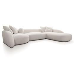 Nathan Anthony Freya Natural Sheepskin Boucle 3 Piece Sectional - 214"Wx152"D | Kathy Kuo Home