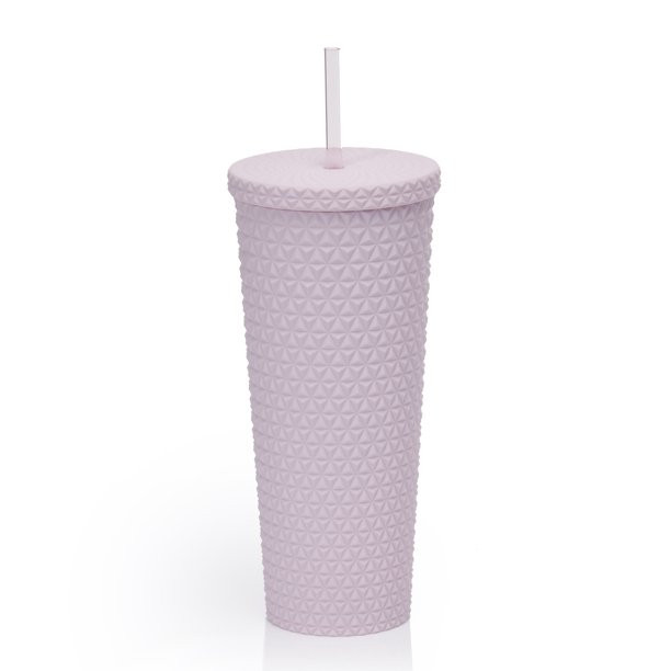 Mainstays 4pk 26oz DW AS Plastic Soft Touch Textured Tumbler with Straw, Pink | Walmart (US)