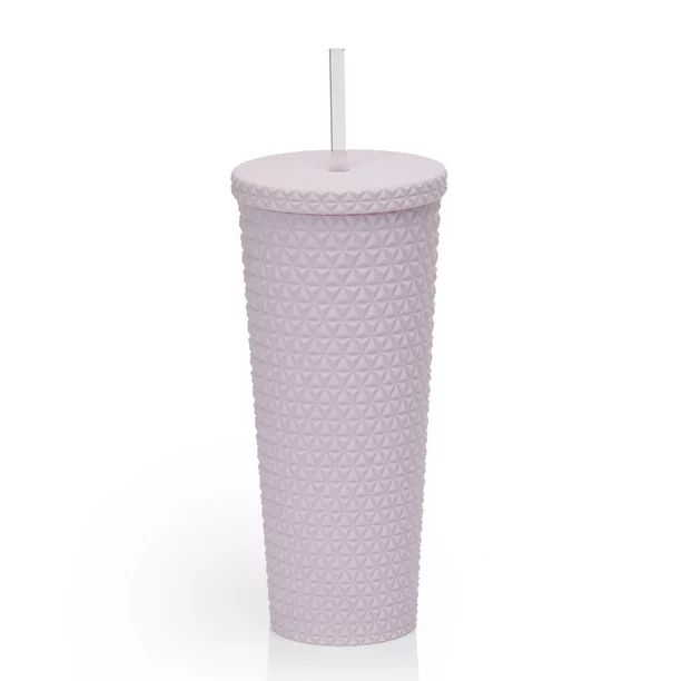 Mainstays 4pk 26oz DW AS Plastic Soft Touch Textured Tumbler with Straw, Pink | Walmart (US)