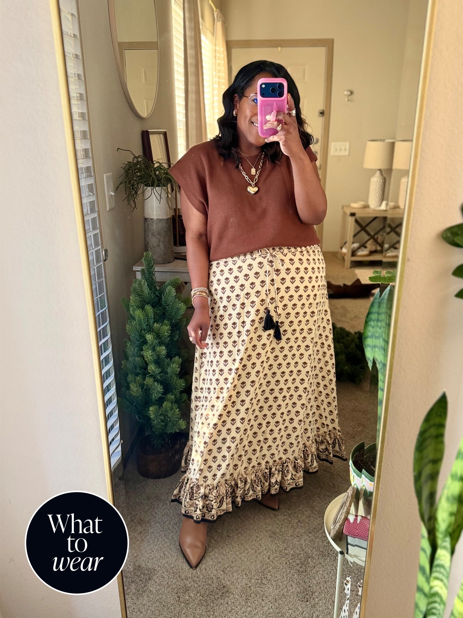 My Thursday OOTD! Skirt is from Nordstrom Rack and on sale! Wearing the size large. Sweater is from Amazon and so good that I have it in other colors!! 

#LTKSaleAlert #LTKFindsUnder50 #LTKMidsize