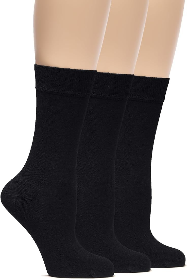 Hugh Ugoli Womens Soft Bamboo Dress Socks, Thin Crew Socks for Business, Trouser, Casual,Non-Bind... | Amazon (US)