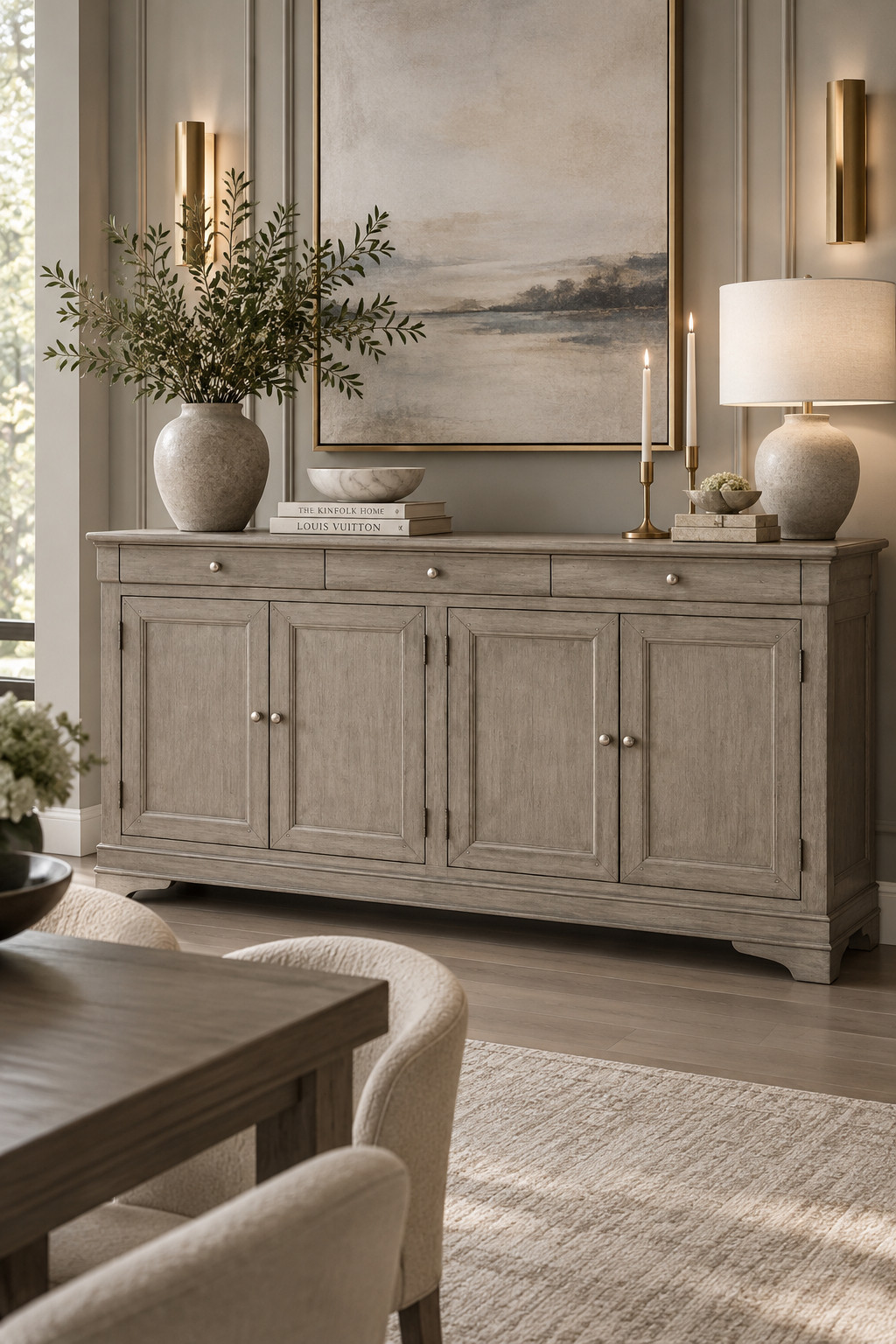 This larger wood buffet has exactly the kind of storage I want in a dining room 🙌 Drawers up top for the little things and roomy cabinets underneath for dishes, glasses, linens, and serving pieces. The soft weathered finish works beautifully with neutral interiors. Wayfair Warehouse Sale savings are up to 60% off! #Wayfair #SideboardCabinet #DiningRoomStorage #BuffetTable #NeutralHome #DiningRoomIdeas #WarehouseSale 

 #LTKSeasonal #LTKHome #LTKSaleAlert