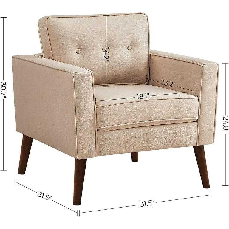 VASAGLE Accent Chair, Club Chair, Tub Chair with Upholstered Cushion, Single Sofa, Beige | Walmart (US)